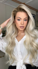 SULMY White Blonde Wigs with Brown Roots 100% Real Human Hair for Caucasian 180% Density