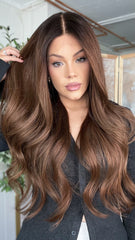 SULMY Brunette Wigs 100% Real Human Hair for Caucasian 180% Density