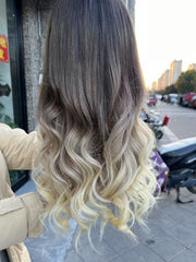 SULMY Brown to Blonde Balayage Wigs 100% Real Human Hair for Caucasian