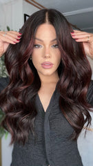 SULMY Dark Auburn Wigs 100% Real Human Hair for Caucasian 180% Density