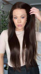 SULMY Dark Brown Straight Wigs 100% Real Human Hair for Caucasian 180% Density