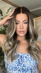 SULMY Platinum Blonde Highlights Wigs 100% Real Human Hair for Caucasian 180% Density