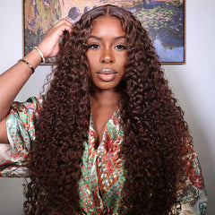 Glueless Chestnut Dark Brown Deep Wave Glueless Wig Pre Plucked 100% Human Hair Wigs
