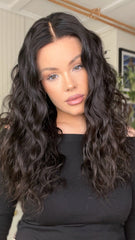 SULMY Water Wave Wigs 100% Real Human Hair for Caucasian 180% Density