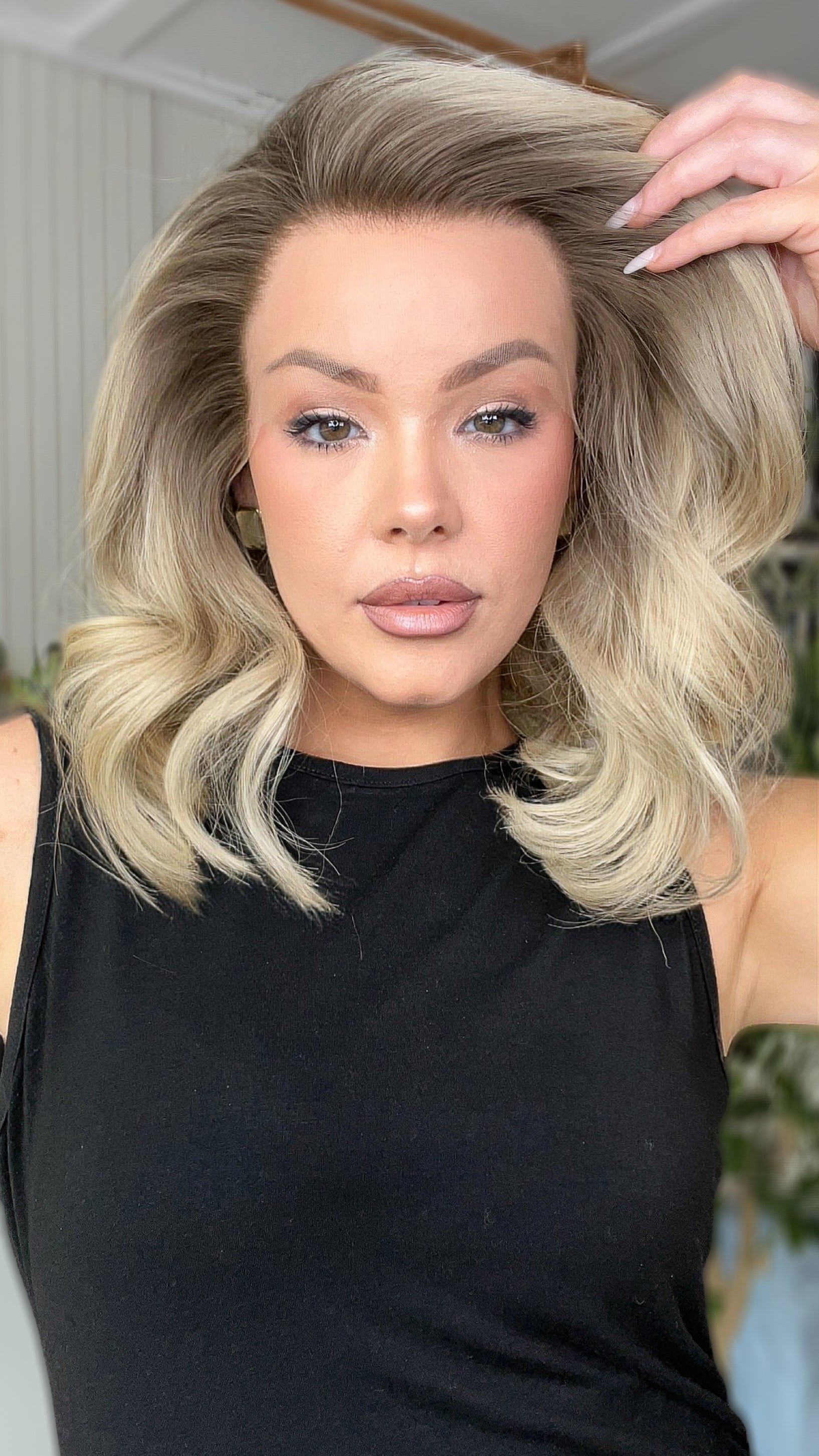 Gray Brown Blonde Highlights Wigs 100% Real Human Hair for Caucasian 180% Density