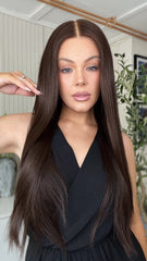 Darkest Brown #2 Color Wigs 100% Real Human Hair for Caucasian 180% Density