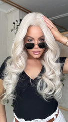 SULMY White Wigs 100% Real Human Hair for Caucasian 180% Density