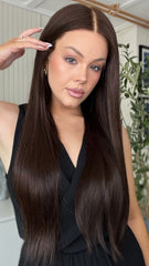 SULMY Darkest Brown #2 Color Wigs 100% Real Human Hair for Caucasian 180% Density