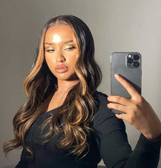 SULMY Ombre Highlight Colored Lace Front Wigs for Black Women 100% Human Hair