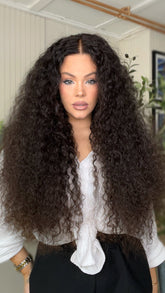 Deep Wave Curly Wigs 100% Real Human Hair for Caucasian 180% Density