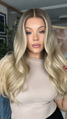 SULMY Ombre Ashy Blonde Wigs 100% Real Human Hair for Caucasian 180% Density