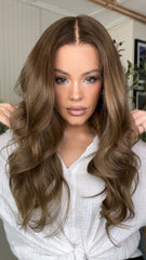 Cool Light Brown Wigs 100% Real Human Hair for Caucasian 180% Density