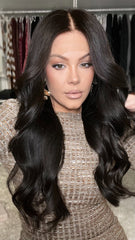 SULMY Natural Black Wavy Wigs 100% Real Human Hair for Caucasian 180% Density