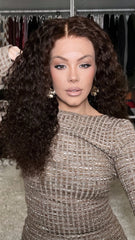 SULMY Deep Curly Chocolate Brown Wigs 100% Real Human Hair for Caucasian 180% Density