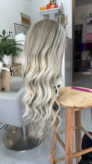 SULMY Ombre White Blonde Long Wigs for White Women 100% Human Hair