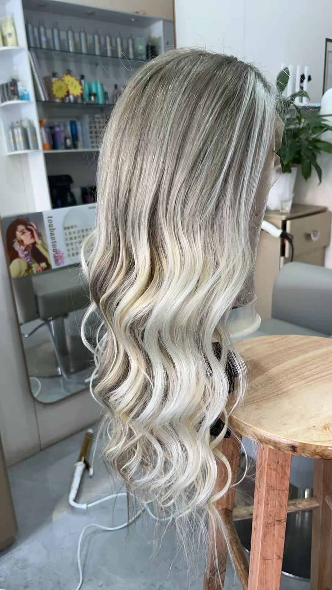 SULMY Ombre White Blonde Long Wigs for White Women 100% Human Hair