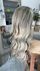 SULMY Ombre White Blonde Long Wigs for White Women 100% Human Hair