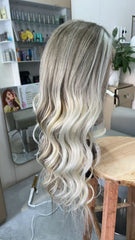 SULMY Ombre White Blonde Long Wigs for White Women 100% Human Hair