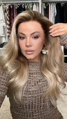 SULMY Honey Blonde Wavy Wigs 100% Real Human Hair for Caucasian 180% Density