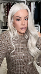SULMY White Blonde Wigs 100% Real Human Hair for Caucasian 180% Density
