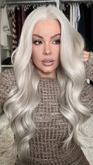 SULMY White Blonde Wigs 100% Real Human Hair for Caucasian 180% Density