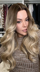SULMY Ombre Brown Blonde Wigs 100% Real Human Hair for Caucasian 180% Density
