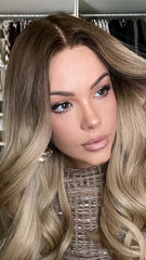 SULMY Ombre Brown Blonde Wigs 100% Real Human Hair for Caucasian 180% Density