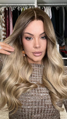 SULMY Ombre Brown Blonde Wigs 100% Real Human Hair for Caucasian 180% Density