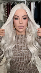 SULMY White Blonde Wigs 100% Real Human Hair for Caucasian 180% Density