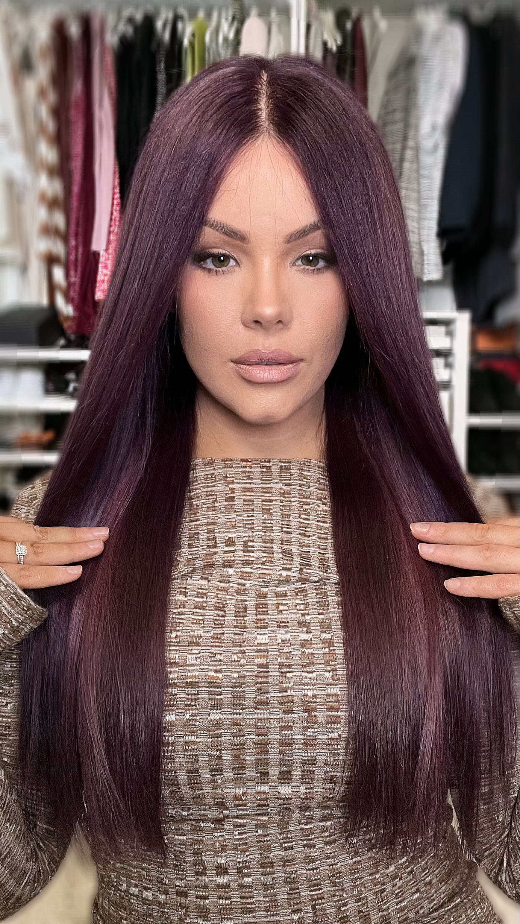 Burgundy Straight Wigs 100% Real Human Hair for Caucasian 180% Density