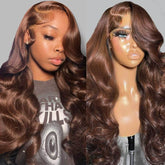 Chestnut Dark Brown Color Wig Body Wave Human Hair Free Part