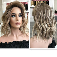 SULMY Ash Brown Honey Blonde Highlights Lace Frontal Balayage Wigs for White Women 100% Human Hair