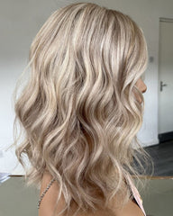 SULMY Short Bob Highlights Platinum Blonde Lace Front Wigs for White Women 100% Human Hair