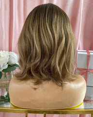 SULMY Brown human Lace Front Short Bob Wigs for White Women 100% Human Hair