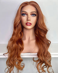 SULMY Orange Ginger Brown Lace Front Wigs for White Women 100% Human Hair
