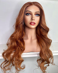 SULMY Orange Ginger Brown Lace Front Wigs for White Women 100% Human Hair
