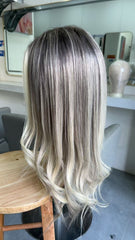 SULMY Dimensional Ash Blonde Long Wigs for White Women 100% Human Hair