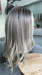 SULMY Dimensional Ash Blonde Long Wigs for White Women 100% Human Hair