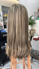 SULMY Brown Blonde Long Wigs for White Women 100% Human Hair