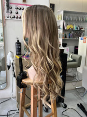 SULMY Ombre Brown Blonde Long Wigs for White Women 100% Human Hair