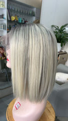 SULMY White Blonde Short Wigs for White Women 100% Human Hair