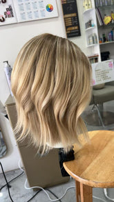 SULMY Highlights Honey Blonde Short Wigs for White Women 100% Human Hair