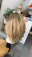 SULMY Highlights Honey Blonde Short Wigs for White Women 100% Human Hair