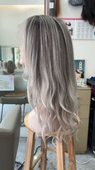 SULMY Silver Blonde Ombre 200% Density Human Hair Wig