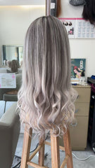 SULMY Silver Blonde Ombre 200% Density Human Hair Wig