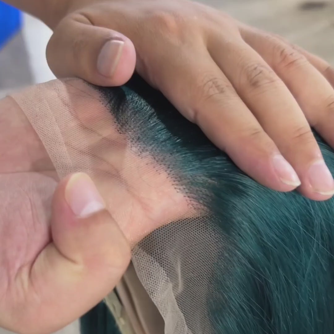 Teal Turquoise Wigs 100% Human Hair