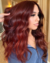 Dark Auburn Red Wigs 100% Real Human Hair for Caucasian Women