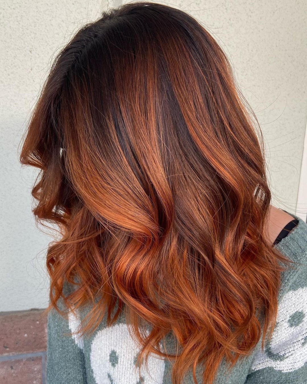 Medium Brown Wigs with Rusty Highlights 100% Real Human Hair for Caucasian Women