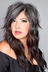 Long Wolf Cut with Gray Blending Wigs 100% Real Human Hair for Caucasian Women