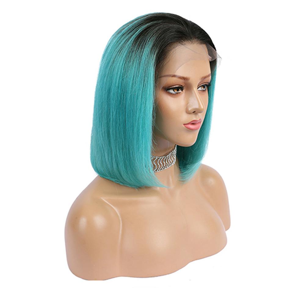 Blue Ombre Bob Lace Front Wig 1b Blue Colored Short Human Hair Wigs -SULMY | SULMY.